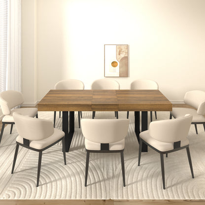 Extendable Particle Board Dining Table for 10 People Black Brown for Dining Room