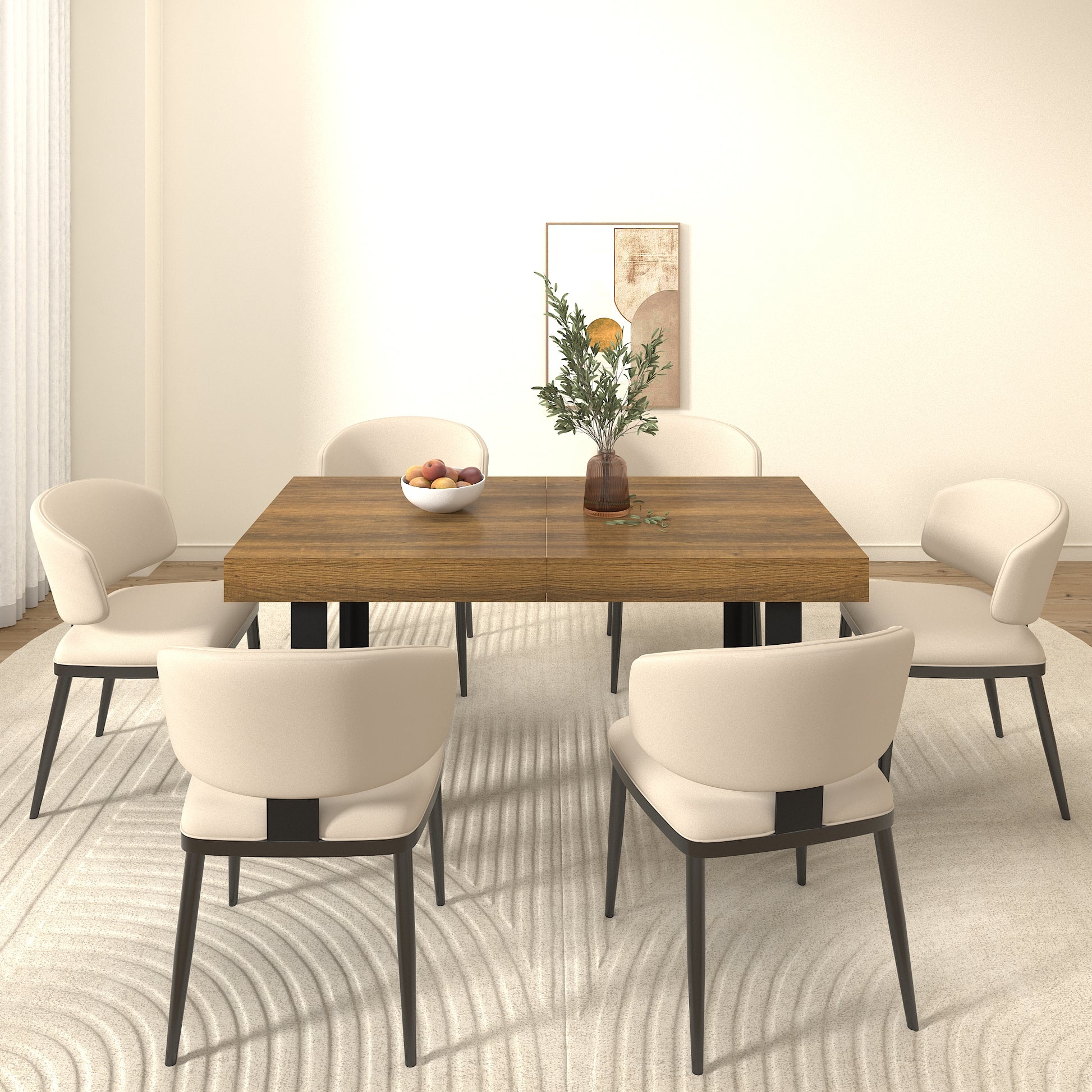 Extendable Particle Board Dining Table for 10 People Black Brown for Dining Room