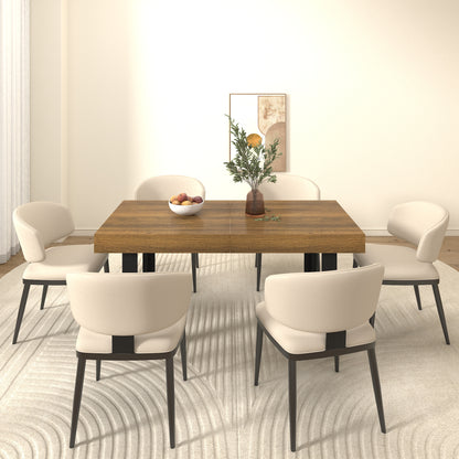 Extendable Particle Board Dining Table for 10 People Black Brown for Dining Room