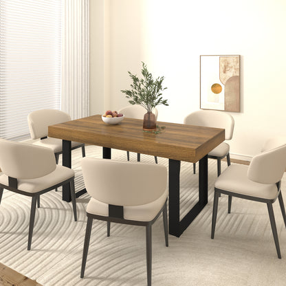 Extendable Particle Board Dining Table for 10 People Black Brown for Dining Room