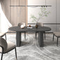 Kitchen extendable dining table for 4-8 people, oval kitchen table with wooden strip base for family living room (black)