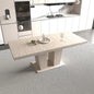Rectangular extendable dining table, suitable for 6-10 people, with veined travertine pattern, dimensions 160-200 cm, simple and elegant.