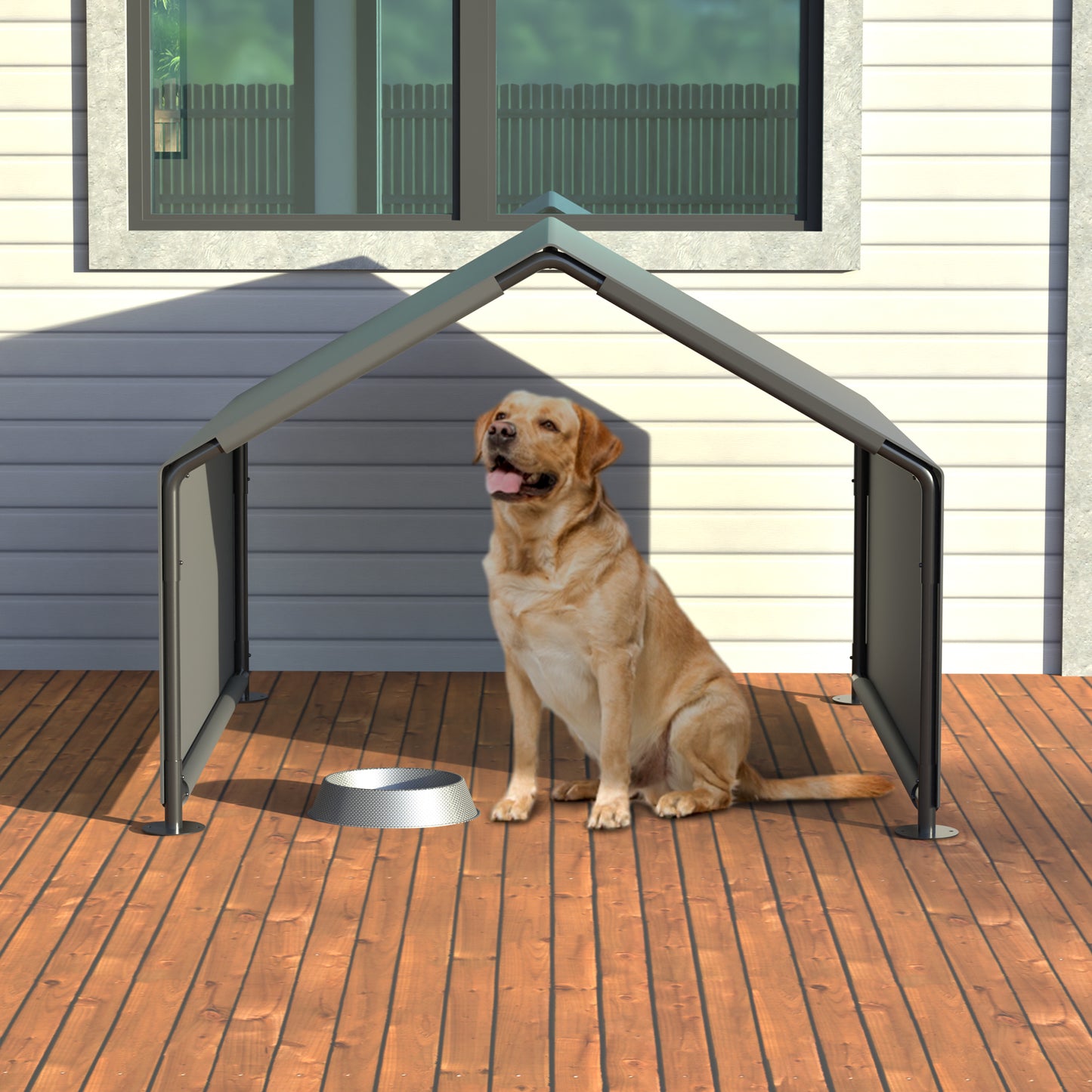 Gray Metal Dog Tent - Portable Outdoor Shade Shelter