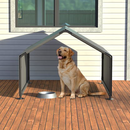 Gray Metal Dog Tent - Portable Outdoor Shade Shelter