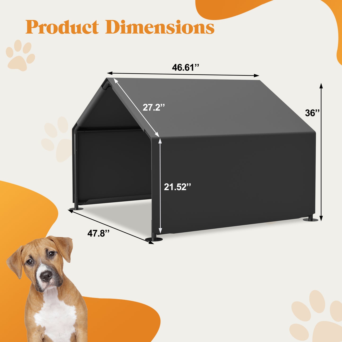 Gray Metal Dog Tent - Portable Outdoor Shade Shelter