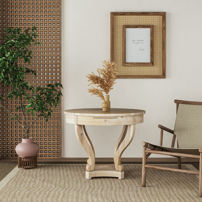 Curved Legs Farmhouse Dining Table - Natural Wood Grain