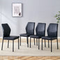 Luxury Simple Chair - Set of 4 BLACK PU Material High Resilience Dining Chair with Metal Black Leg.The Chair Back Has a Vertical Stripe Design With Smooth And Uniform Lines.W1151P282693