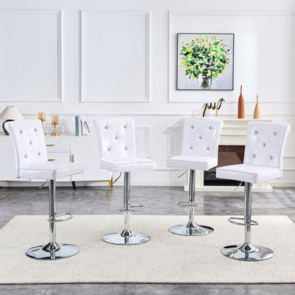 Set of 2 White PVC Dining Chairs with Crystal Details