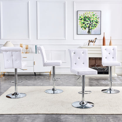 Set of 2 White PVC Dining Chairs with Crystal Details