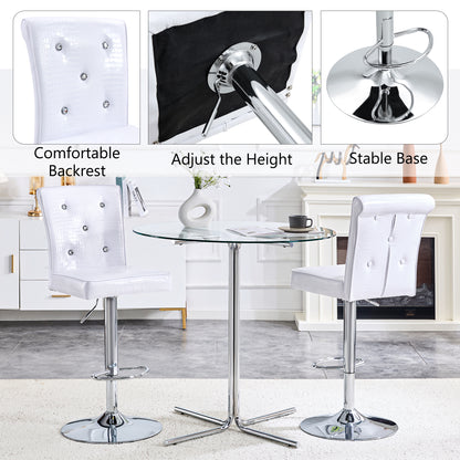 Set of 2 White PVC Dining Chairs with Crystal Details