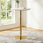 Rock slab circular tabletop non adjustable (39.5 inches high) bar table, bar table with gold legs and base (white+gold)