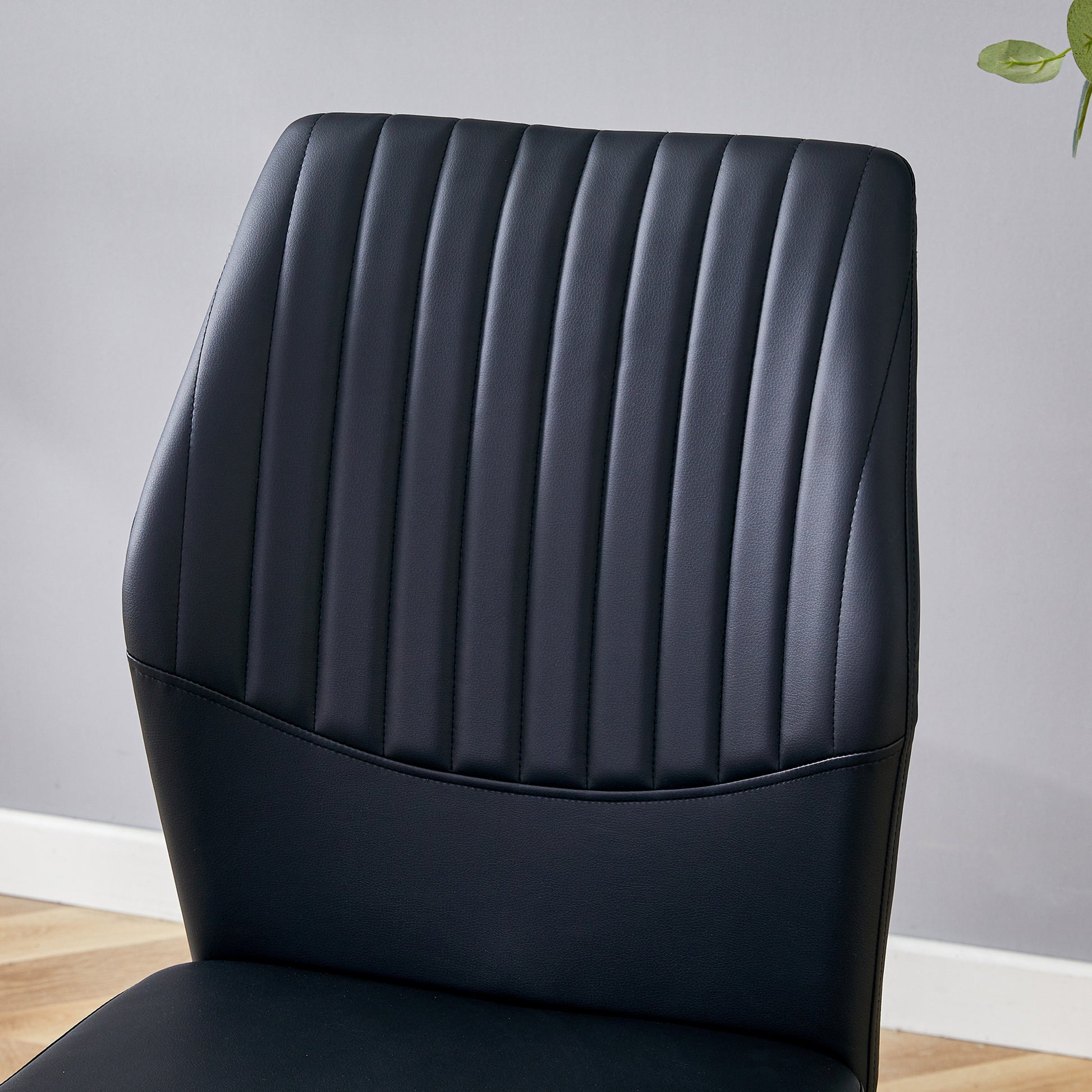 4-Piece Black & Silver Dining Chairs - Ergonomic Comfort, Modern Style