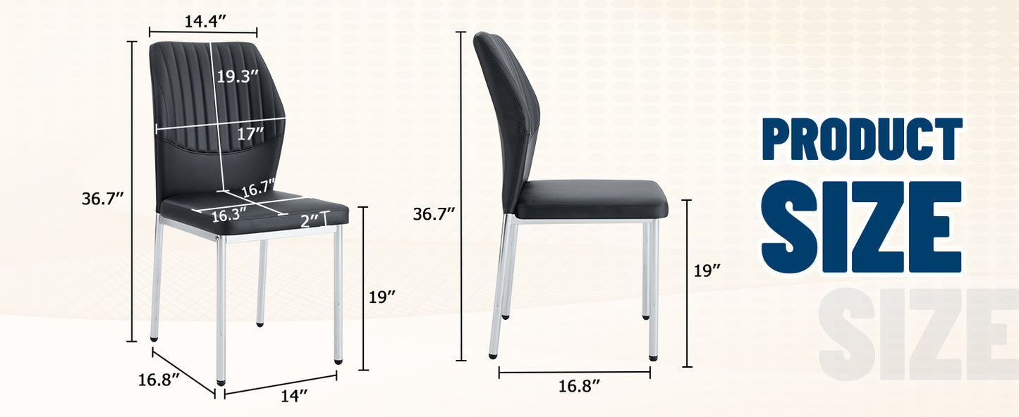 4-Piece Black & Silver Dining Chairs - Ergonomic Comfort, Modern Style