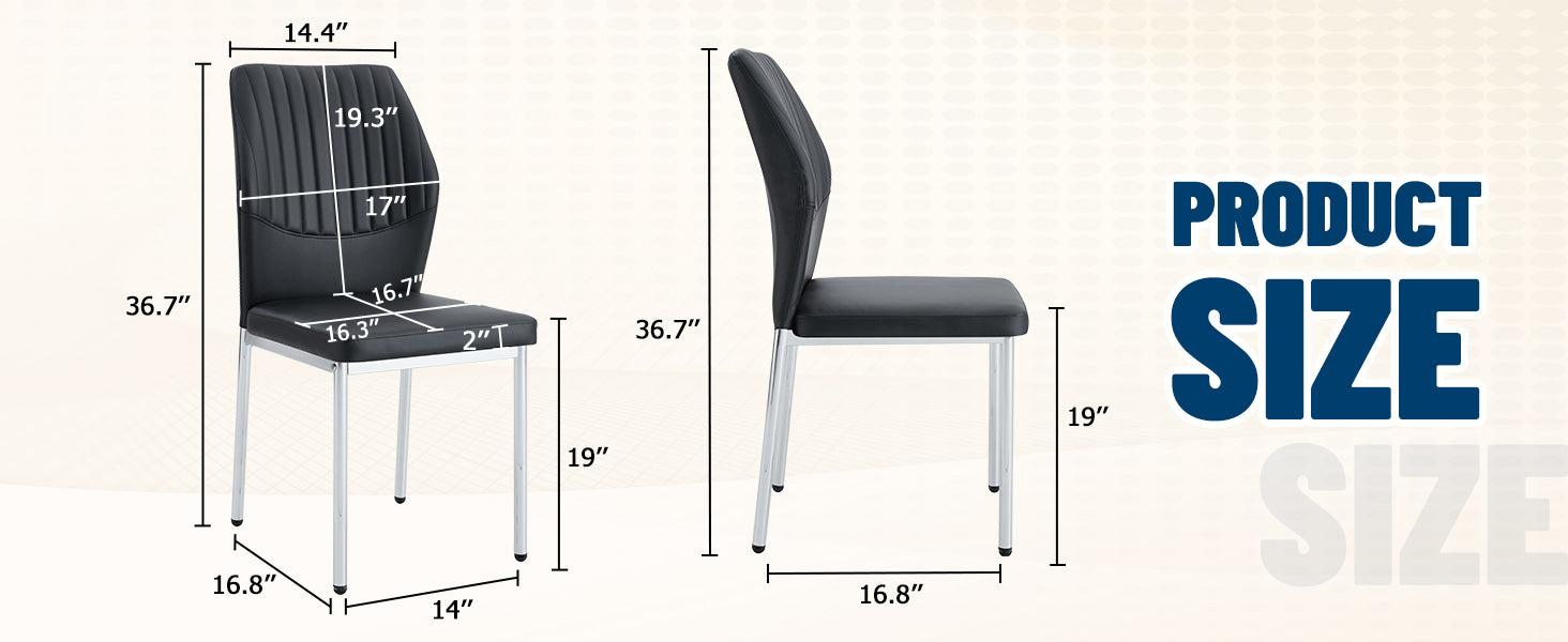 4-Piece Black & Silver Dining Chairs - Ergonomic Comfort, Modern Style