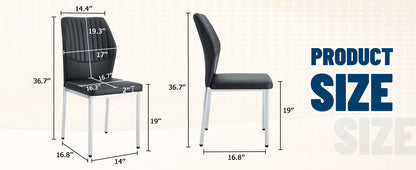 4-Piece Black & Silver Dining Chairs - Ergonomic Comfort, Modern Style