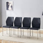 4-piece set of black silver light luxury PU dining chairs: ergonomic backrest, 36.7 inches high, suitable for multiple scenarios.Set of 4 BLACK PU Material High Resilience Dining Chairs.