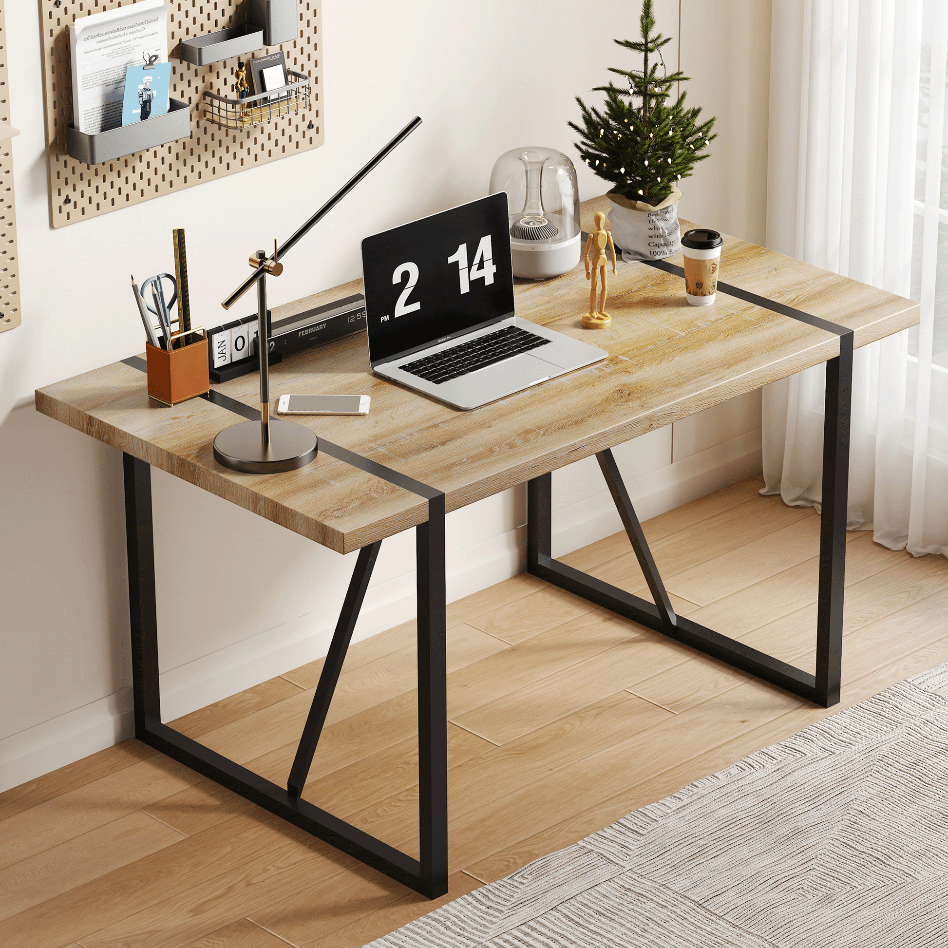 Rustic Brown Wood Dining Table - 6 Person Capacity