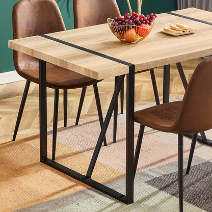 Rustic Brown Wood Dining Table - 6 Person Capacity