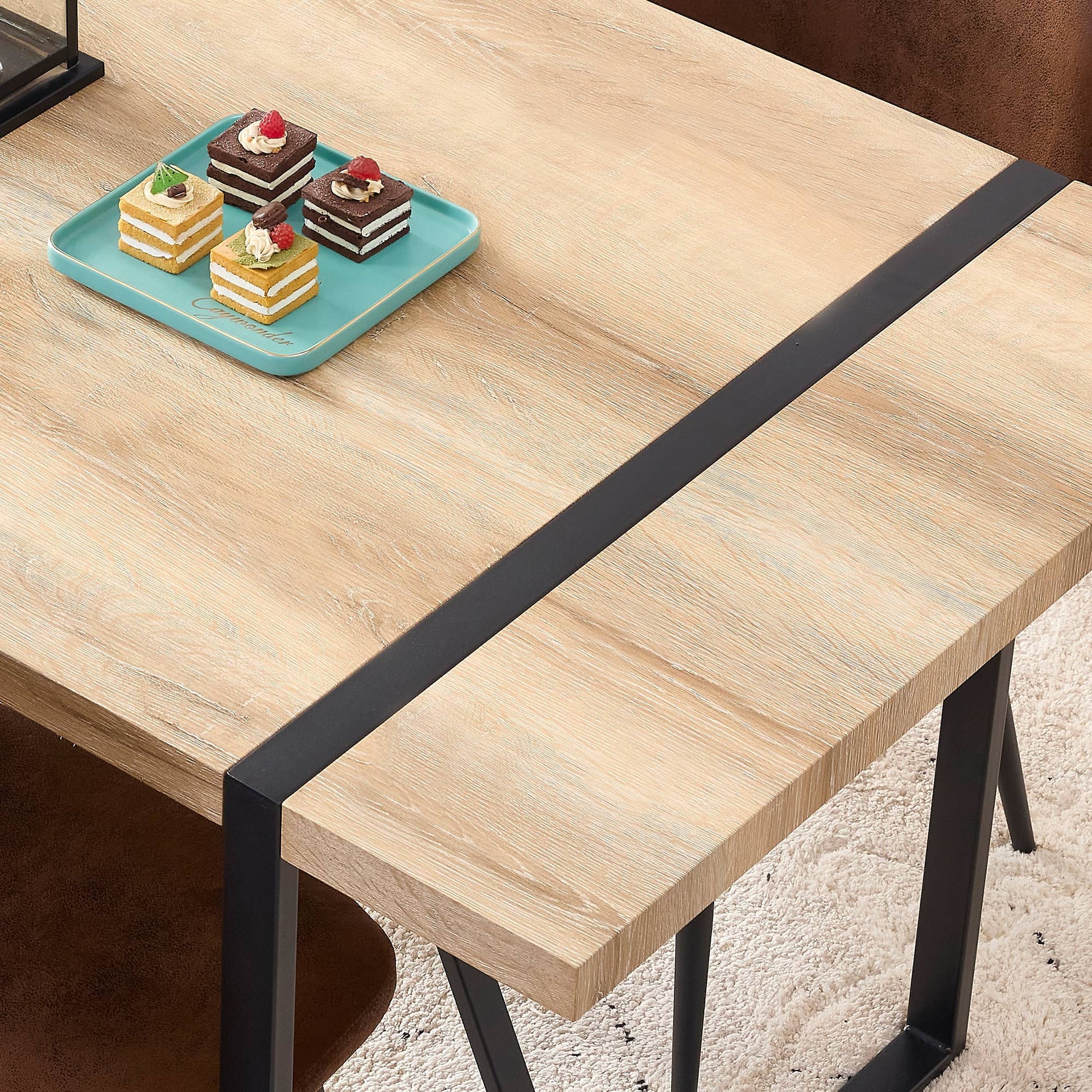 Rustic Brown Wood Dining Table - 6 Person Capacity