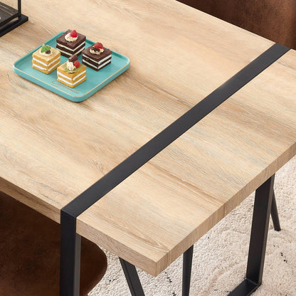 Rustic Brown Wood Dining Table - 6 Person Capacity