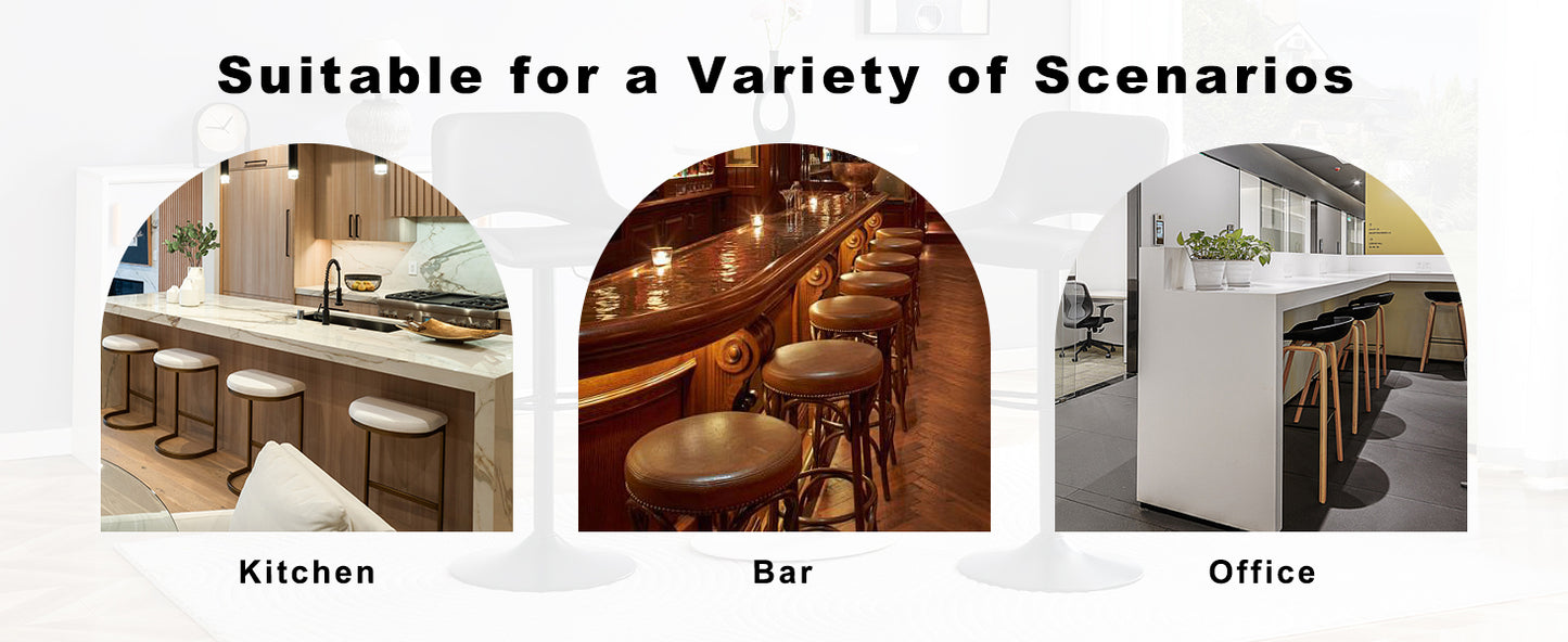 Light Gray Linen Bar Stools Set - 2 Swivel Adjustable Stools for Kitchen Islands