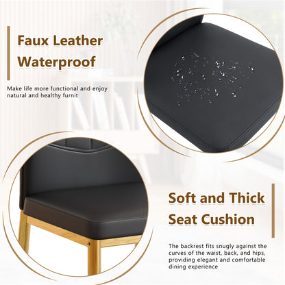 Black Gold Dining Chairs Set of 4 - Ergonomic PU Leather