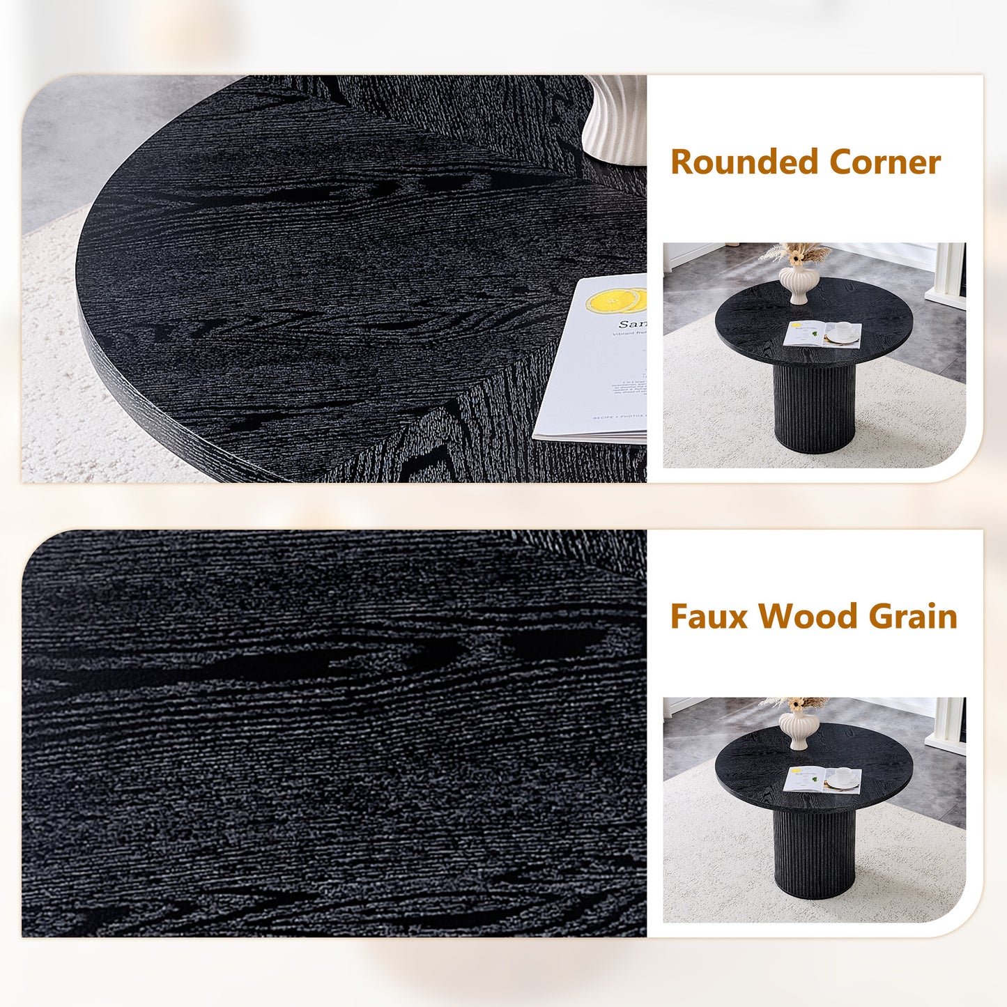 42 Inch Black Dining Table with Storage