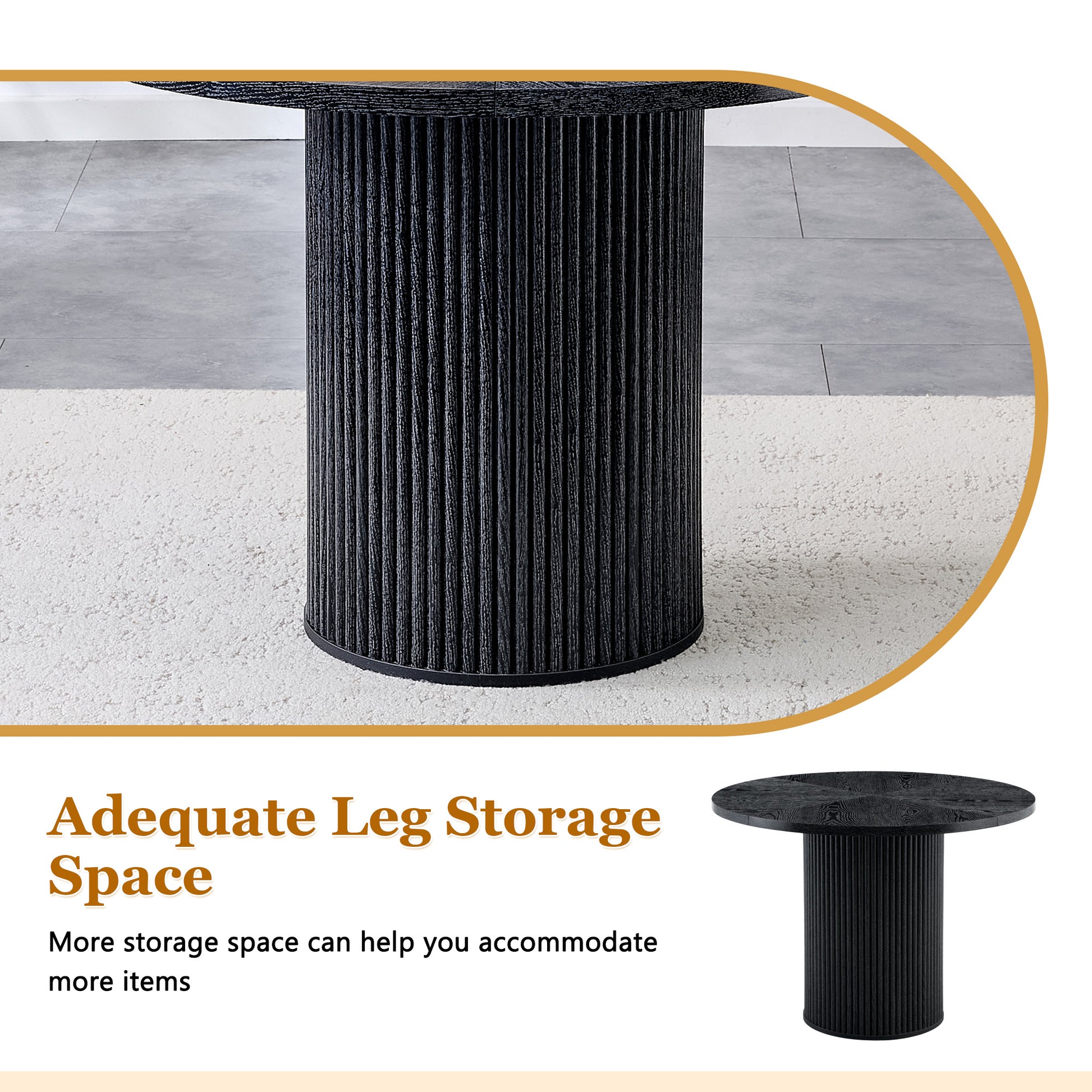 42 Inch Black Dining Table with Storage