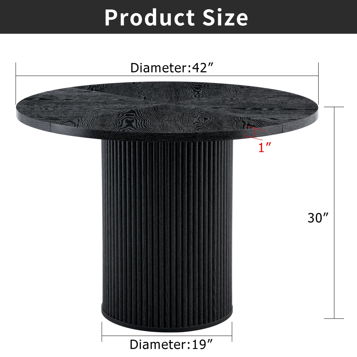 42 Inch Black Dining Table with Storage