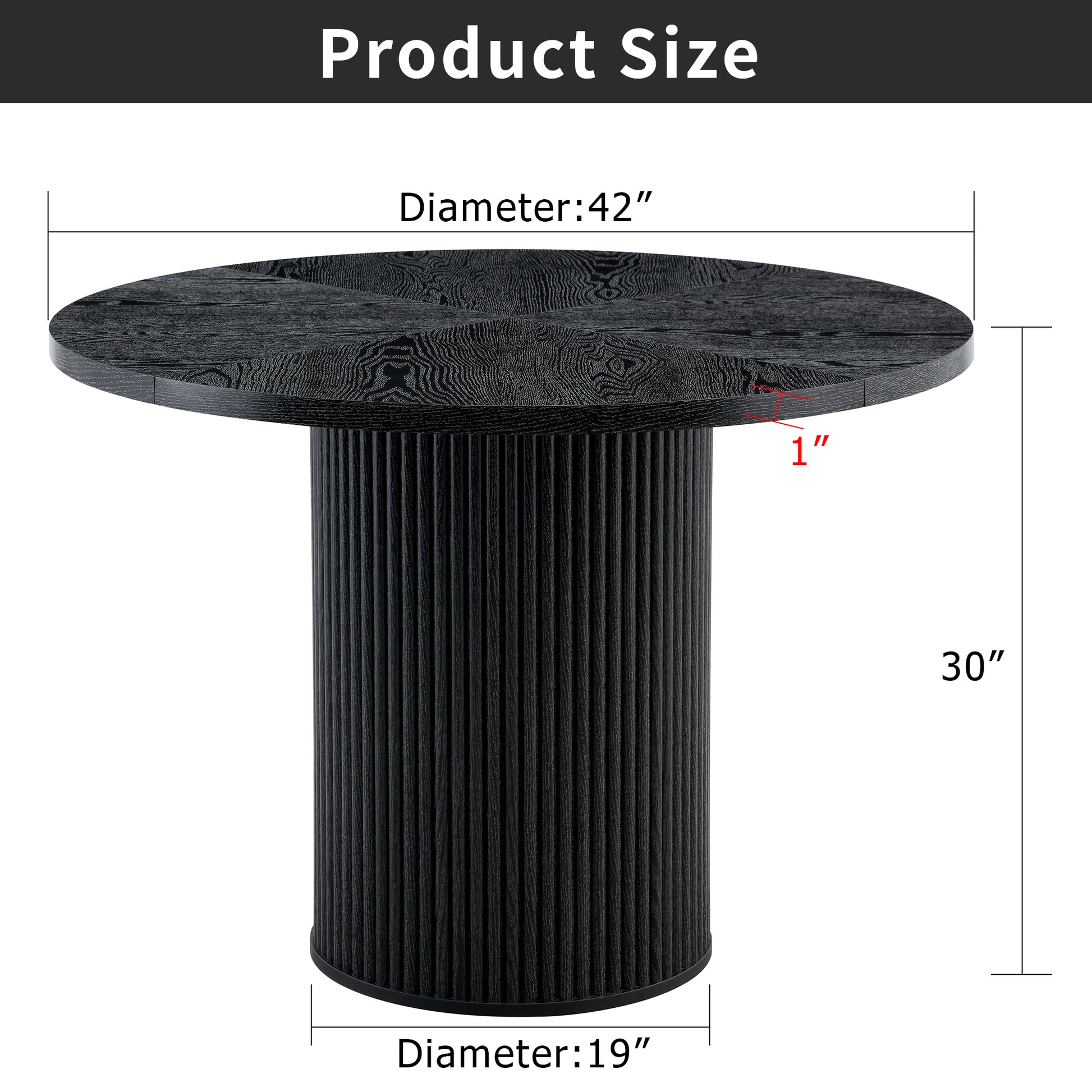 42 Inch Black Dining Table with Storage