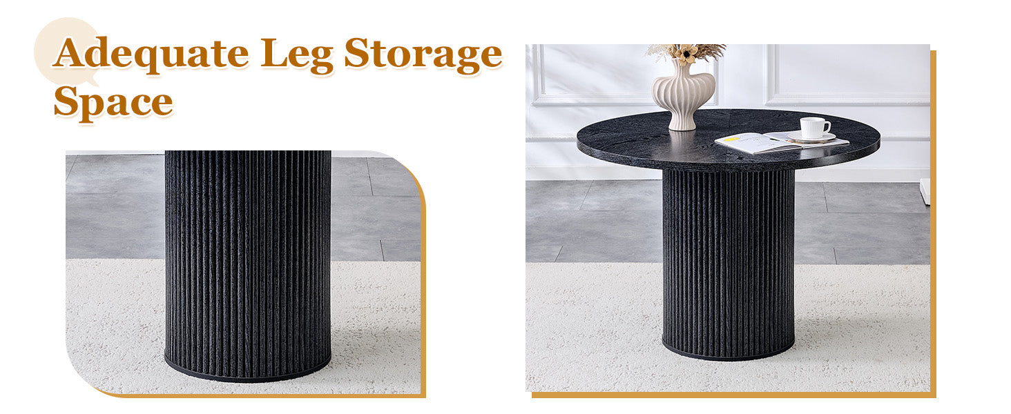 42 Inch Black Dining Table with Storage