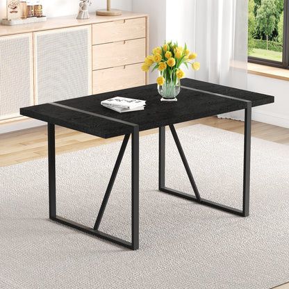 Black MDF Dining Table with Metal Legs, 55"x31.4"x30"