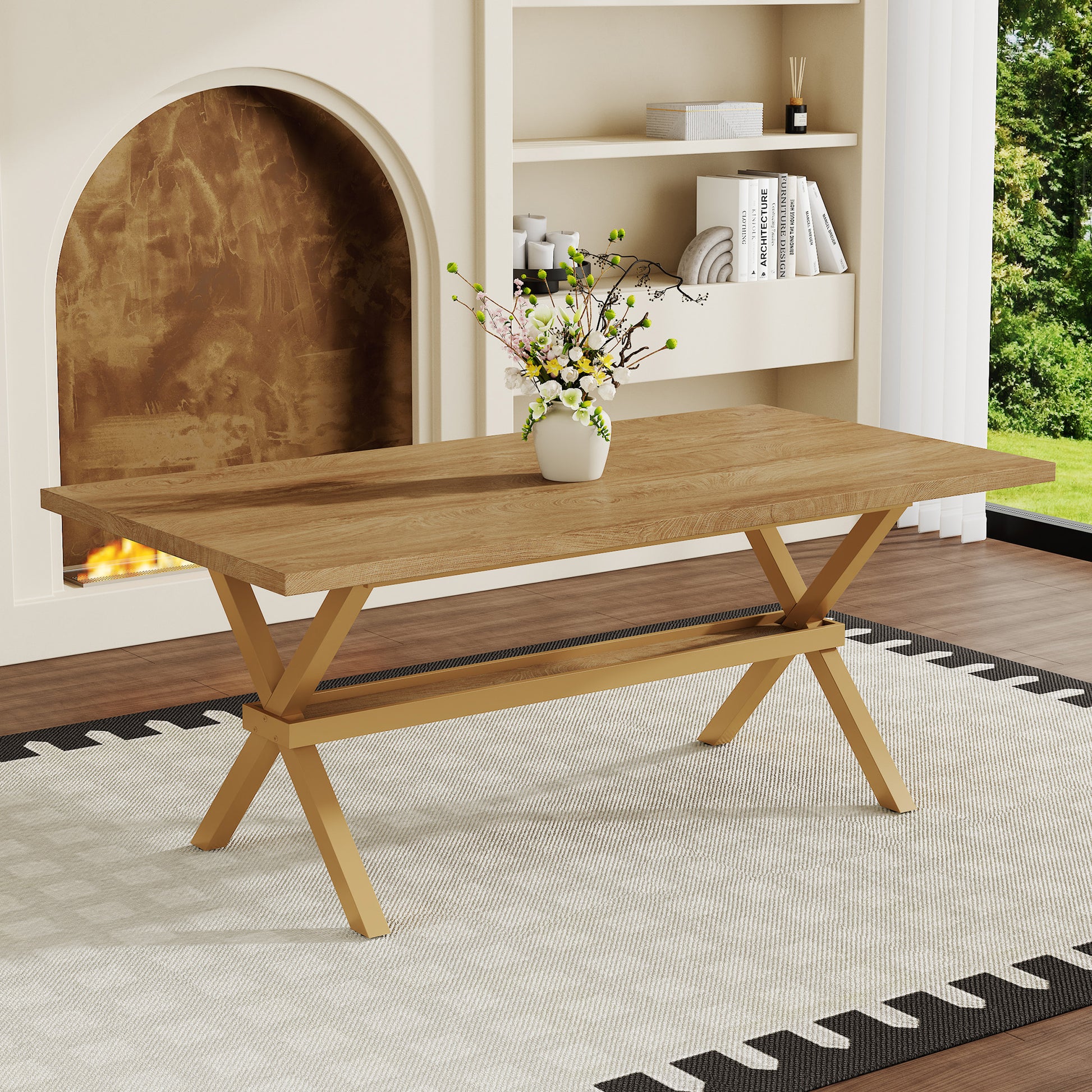 71 Inch Wood Dining Table - 6-8 Person Tabletop for Dining Room