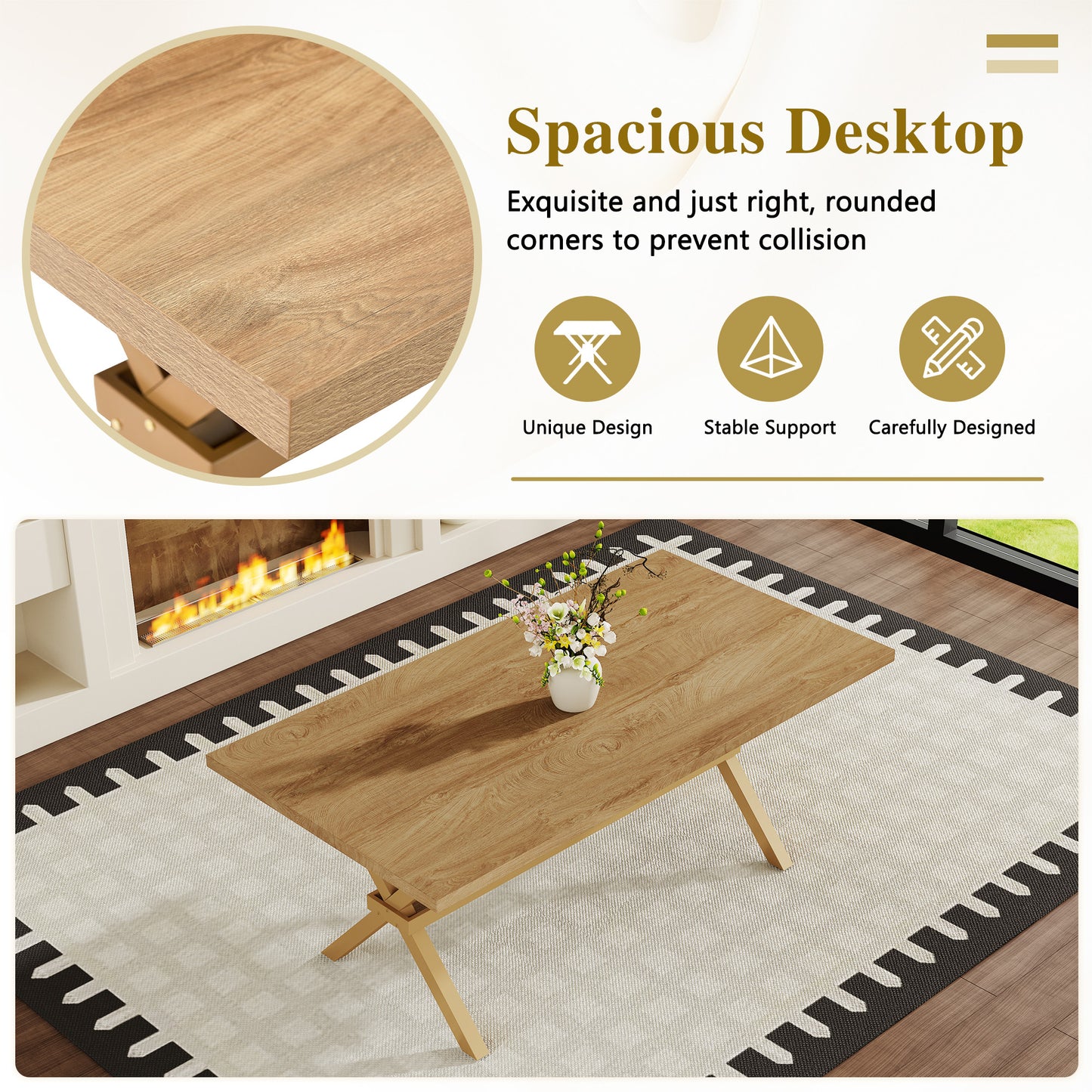 71 Inch Wood Dining Table - 6-8 Person Tabletop for Dining Room