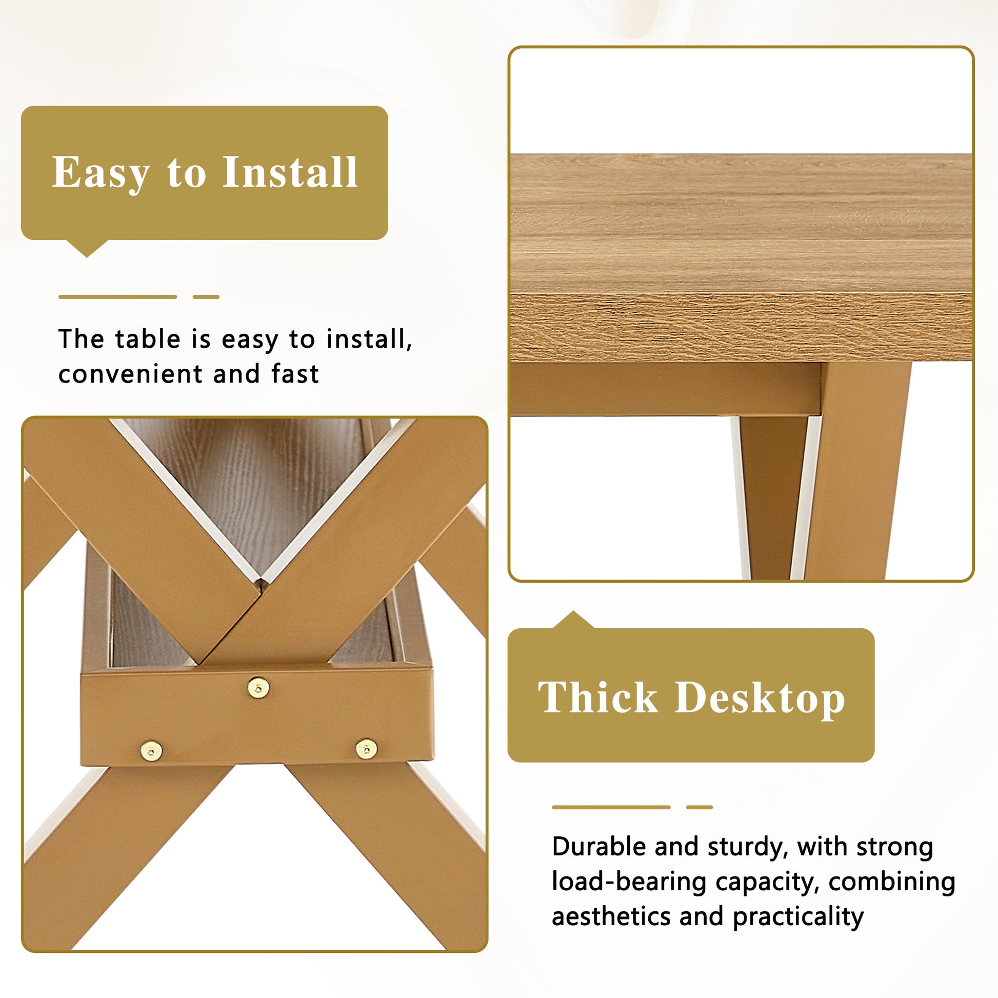 71 Inch Wood Dining Table - 6-8 Person Tabletop for Dining Room