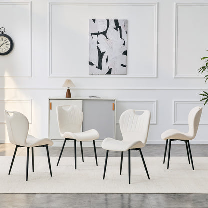 White & Black Dining Chairs - 4 Seat Set Metal Frame