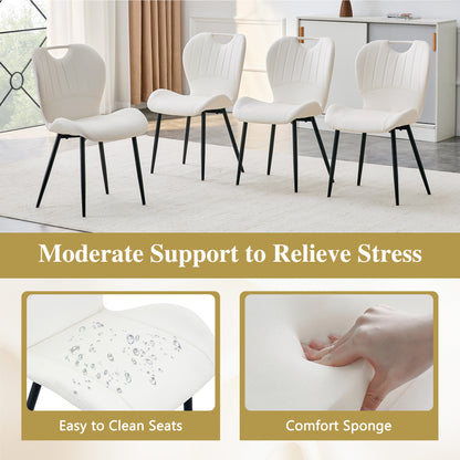 White & Black Dining Chairs - 4 Seat Set Metal Frame