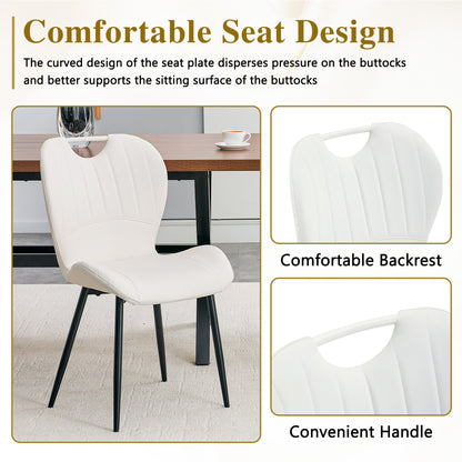 White & Black Dining Chairs - 4 Seat Set Metal Frame