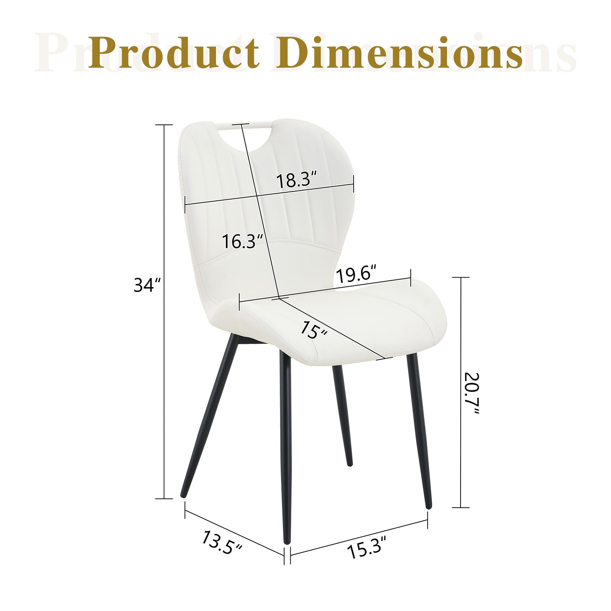 White & Black Dining Chairs - 4 Seat Set Metal Frame