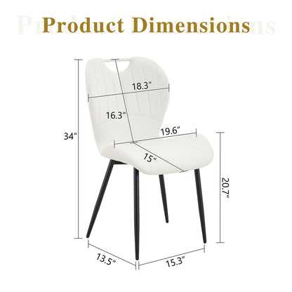 White & Black Dining Chairs - 4 Seat Set Metal Frame