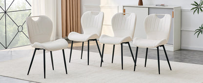 White & Black Dining Chairs - 4 Seat Set Metal Frame