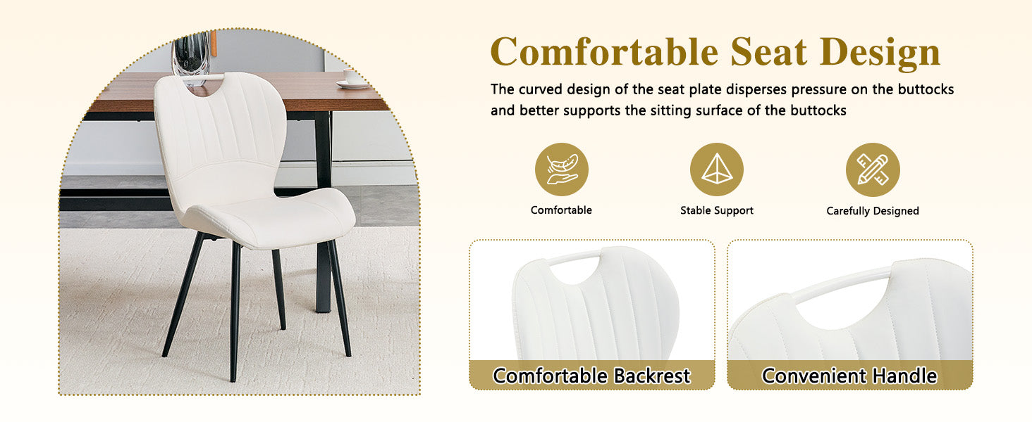 White & Black Dining Chairs - 4 Seat Set Metal Frame