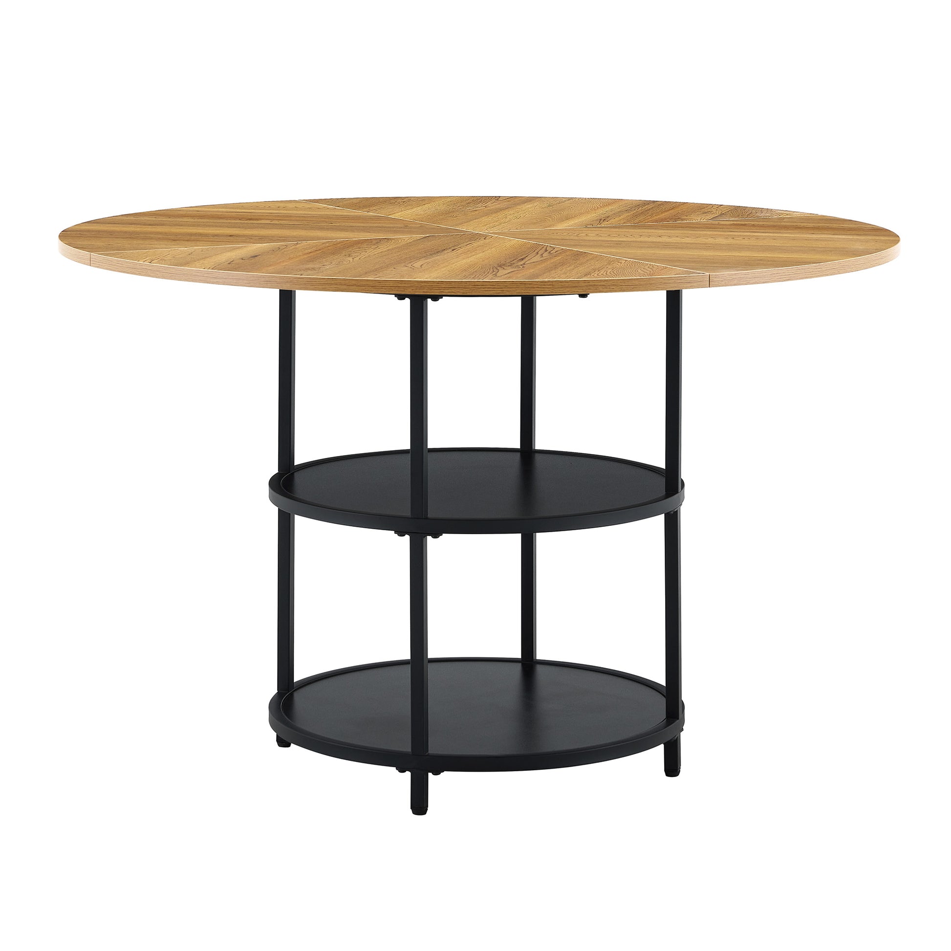 47.3 Inch Wood & Black Dining Table - Double Layer Storage for Dining Room