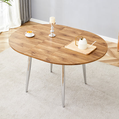 Silver Wood Extendable Dining Table - 42" Round Tabletop for Dining Room