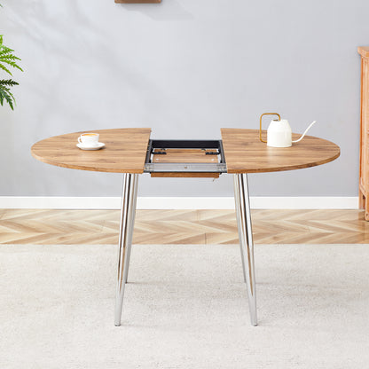 Silver Wood Extendable Dining Table - 42" Round Tabletop for Dining Room