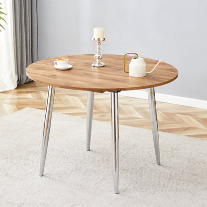 Silver Wood Extendable Dining Table - 42" Round Tabletop for Dining Room