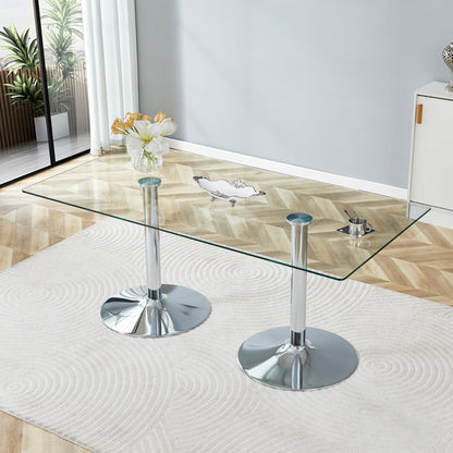 Silver Glass Dining Table - 71" Modern Table