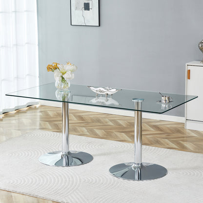Silver Glass Dining Table - 71" Modern Table