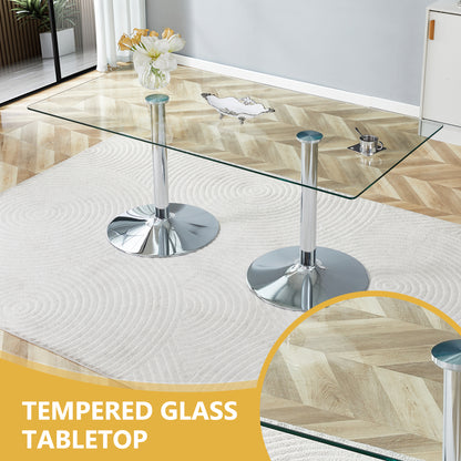 Silver Glass Dining Table - 71" Modern Table
