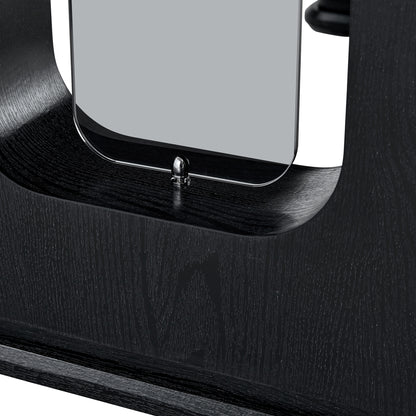 64.5 Inch Black Wood Dining Table - MDF Glass Modern Design